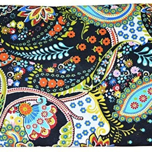 Mudit Crafts Black Paisley Print Dress Making Fabric Hand Block Pr...