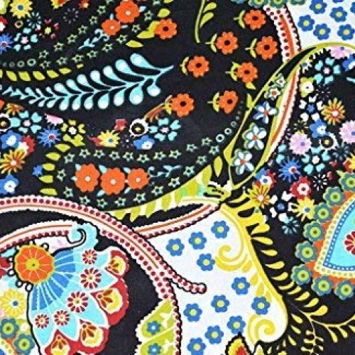 Mudit Crafts Black Paisley Print Dress Making Fabric Hand Block Pr...