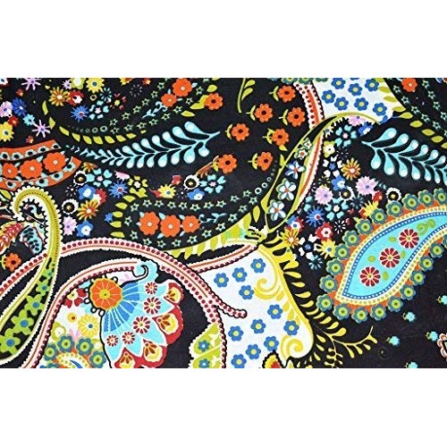 Mudit Crafts Black Paisley Print Dress Making Fabric Hand Block Pr...