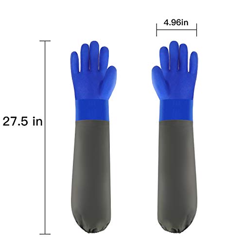 Extra-long 27.5 Rubber Gloves, MUMUKE Chemical Resistant Gloves P...