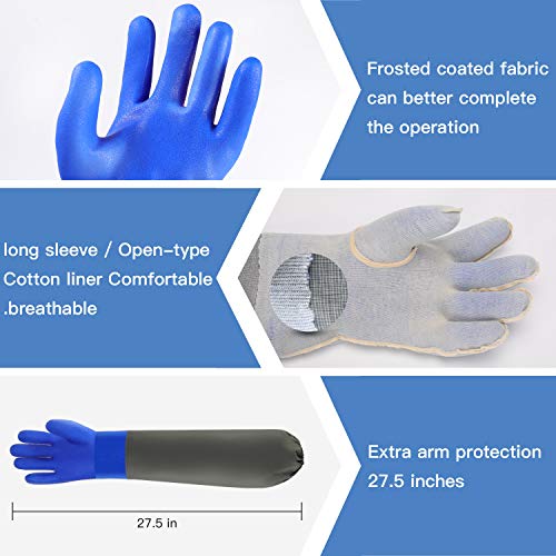 Extra-long 27.5 Rubber Gloves, MUMUKE Chemical Resistant Gloves P...