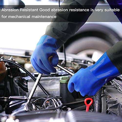 Extra-long 27.5 Rubber Gloves, MUMUKE Chemical Resistant Gloves P...