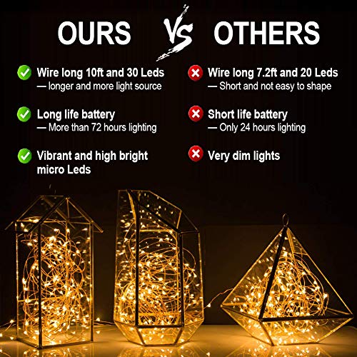 MUMUXI 16 Pack Fairy Lights Battery Operated Included 10ft 30 LE...