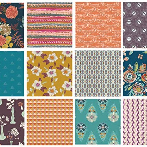 Boho Floral Fabrics for Quilting | Modern Quilting Fabric Bundle w...
