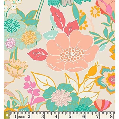 Bright Colors Floral Quilt Bundle | Pink Green White Summer Fat Qu...