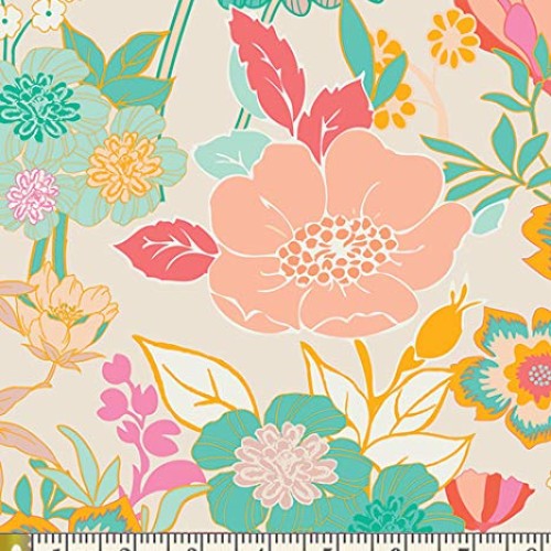 Bright Colors Floral Quilt Bundle | Pink Green White Summer Fat Qu...