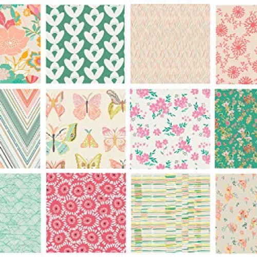 Bright Colors Floral Quilt Bundle | Pink Green White Summer Fat Qu...