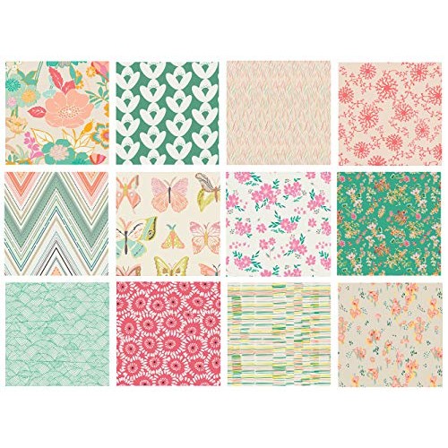 Bright Colors Floral Quilt Bundle | Pink Green White Summer Fat Qu...