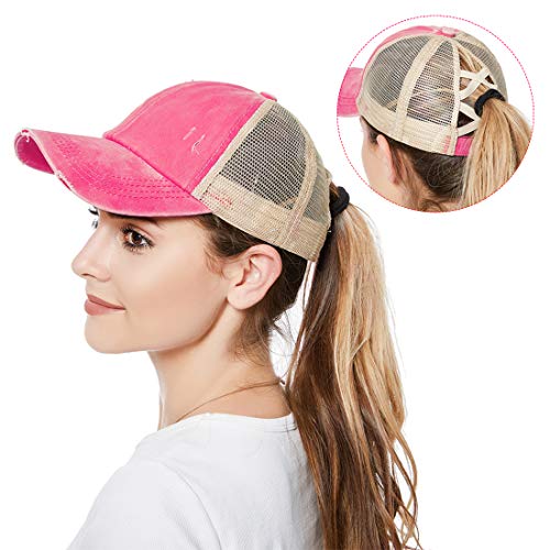Muryobao Women Ponytail Baseball Caps Visor Criss Cross Mesh Hole ...