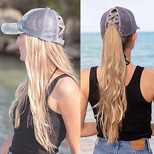 Muryobao Women Ponytail Baseball Caps Visor Criss Cross Mesh Hole ...