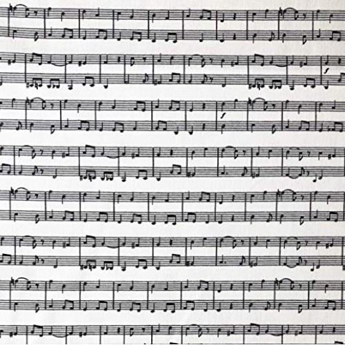 1/2 Yard -Let There Be Music Black Musical Staff Striped on Whit...