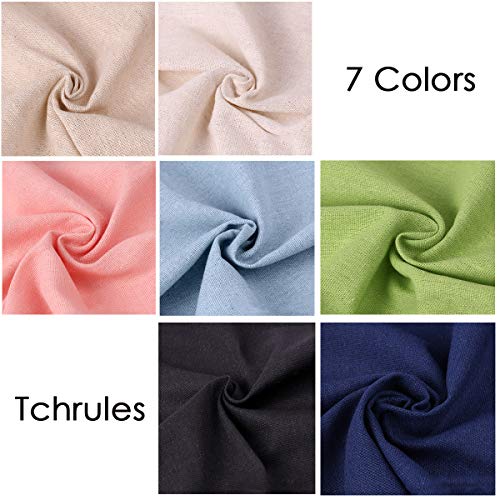 7 Pcs/Set Linen Needlework Fabric Solid Colour Cloth Garments Craf...