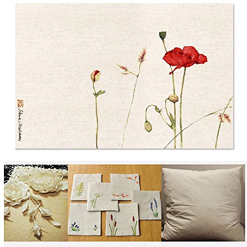 7 Pcs/Set Linen Needlework Fabric Solid Colour Cloth Garments Craf...