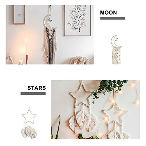 mwellewm 20 Pcs Moon Star Dream Catcher Metal Hoop Rings Circle Ma...