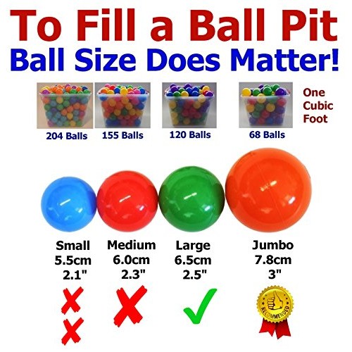 Pack of 600 Jumbo 3 Standard Grade Crush-Resist Ball Pit Balls - ...