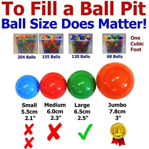 Pack of 600 Jumbo 3 Standard Grade Crush-Resist Ball Pit Balls - ...
