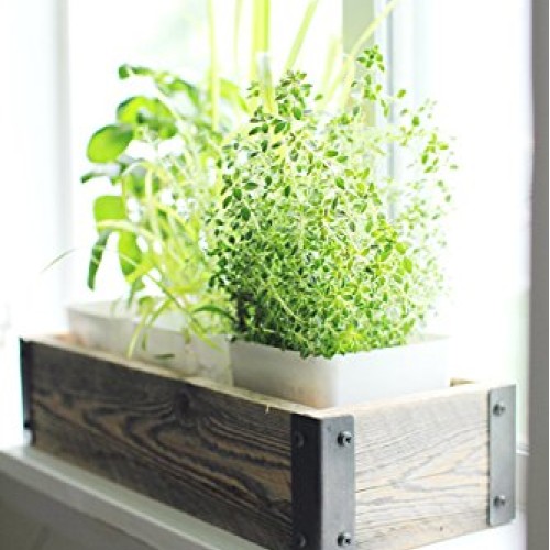 Reclaimed Wood Planter Box with Metal Brackets Large - 36