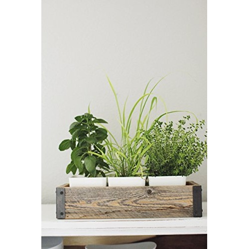 Reclaimed Wood Planter Box with Metal Brackets Large - 36