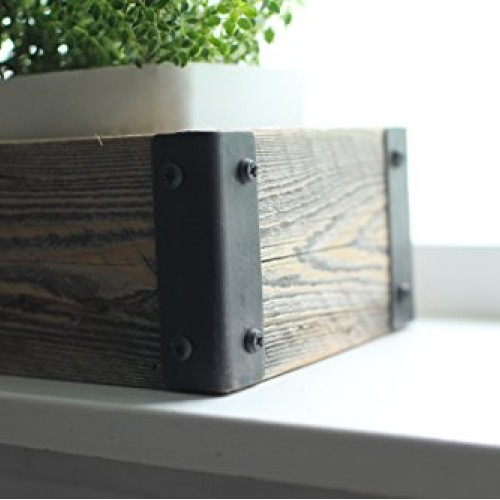 Reclaimed Wood Planter Box with Metal Brackets Large - 36