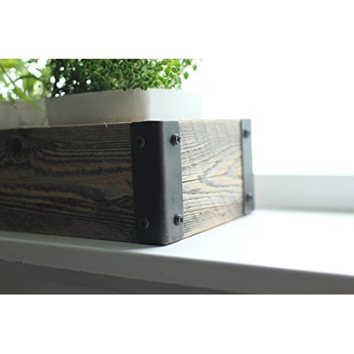 Reclaimed Wood Planter Box with Metal Brackets Large - 36