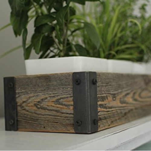 Reclaimed Wood Planter Box with Metal Brackets Large - 36