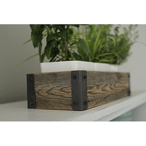 Reclaimed Wood Planter Box with Metal Brackets Large - 36