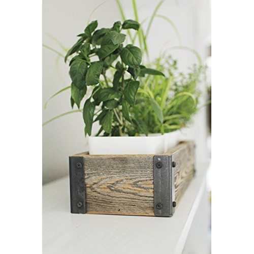 Reclaimed Wood Planter Box with Metal Brackets Large - 36