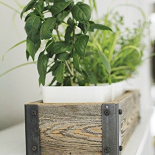 Reclaimed Wood Planter Box with Metal Brackets Large - 36