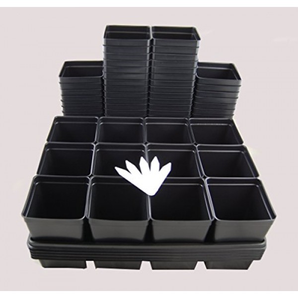 60 Pots, 5 Trays, 5 Plant Labels - Great for Vegetables/Flowers/He...