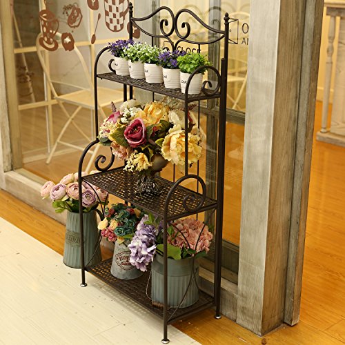 45-Inch Freestanding Scrollwork Design Metal Foldable 3-Tier Plant...