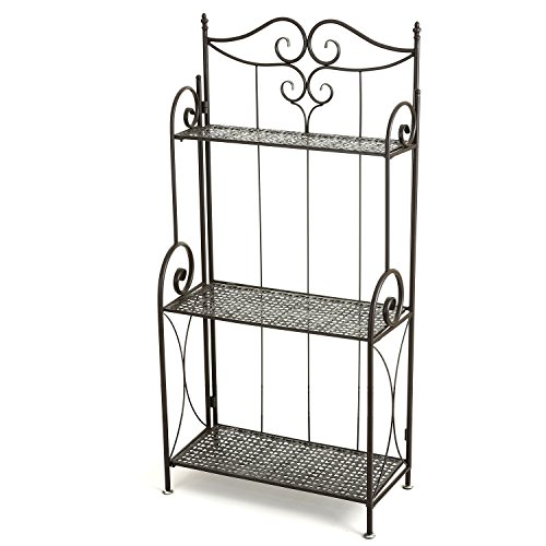 45-Inch Freestanding Scrollwork Design Metal Foldable 3-Tier Plant...