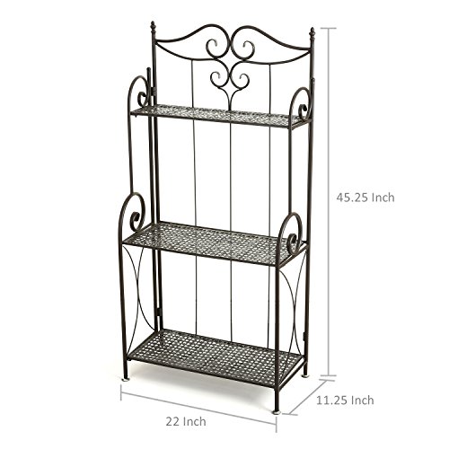 45-Inch Freestanding Scrollwork Design Metal Foldable 3-Tier Plant...