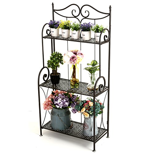 45-Inch Freestanding Scrollwork Design Metal Foldable 3-Tier Plant...