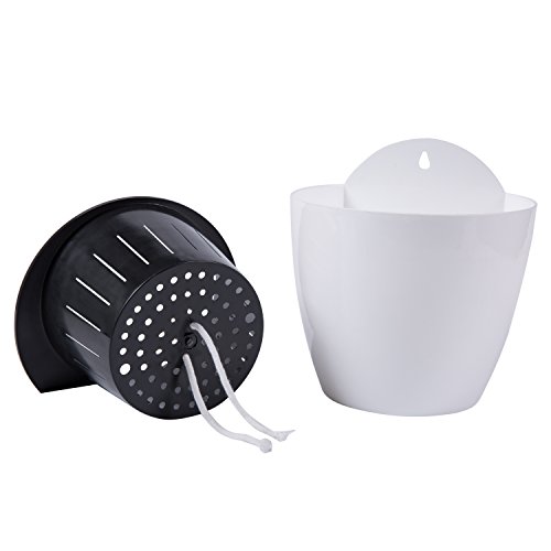 7 inch Wall Mountable Self Watering Planter Pots, White, Set of 2