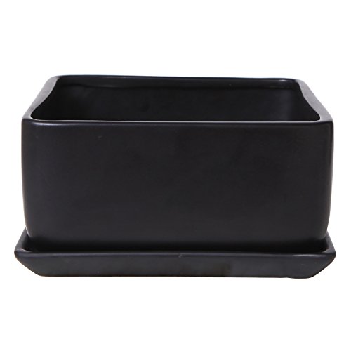Modern 7 inch Square Ceramic Succulent Planter Pot with Drainage T...
