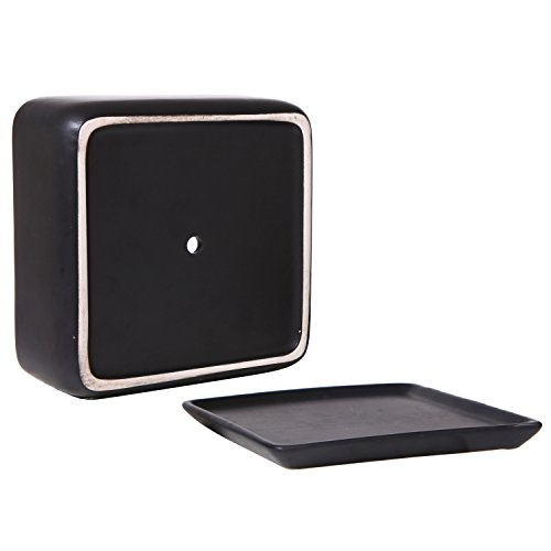 Modern 7 inch Square Ceramic Succulent Planter Pot with Drainage T...