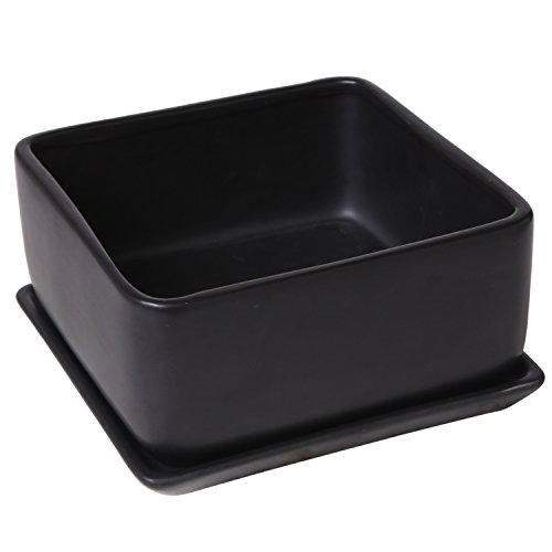 Modern 7 inch Square Ceramic Succulent Planter Pot with Drainage T...