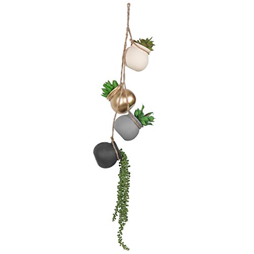 MyGift 4-Pot Mixed Fall Color-Tone Ceramic Hanging Flower Planter ...