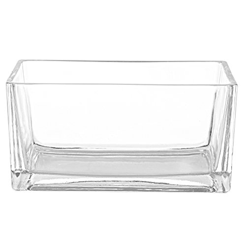 MyGift 7.5-Inch Modern Rectangular Clear Glass Trough Vase, Succul...