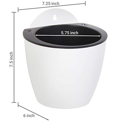 MyGift 7-inch Modern Wall Mountable Self Watering White Planter Po...