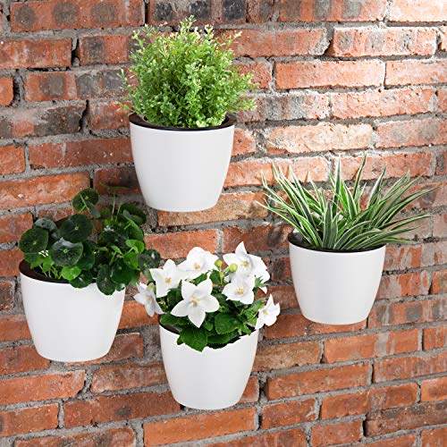 MyGift 7-inch Modern Wall Mountable Self Watering White Planter Po...