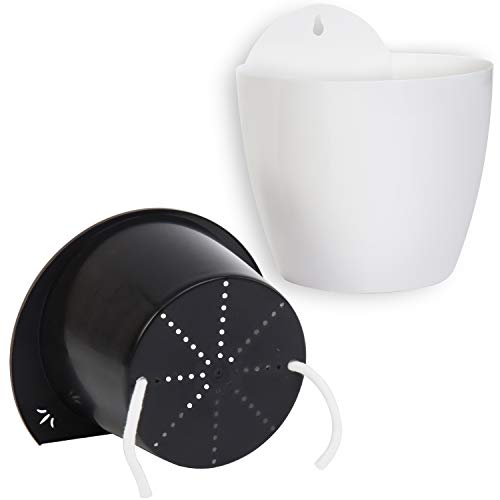 MyGift 7-inch Modern Wall Mountable Self Watering White Planter Po...