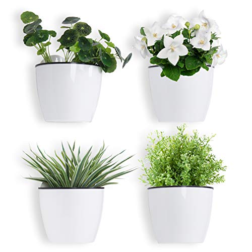 MyGift 7-inch Modern Wall Mountable Self Watering White Planter Po...