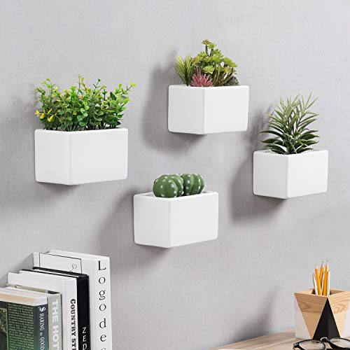 MyGift Modern White Ceramic Wall Hanging Succulent & Herb Planter ...