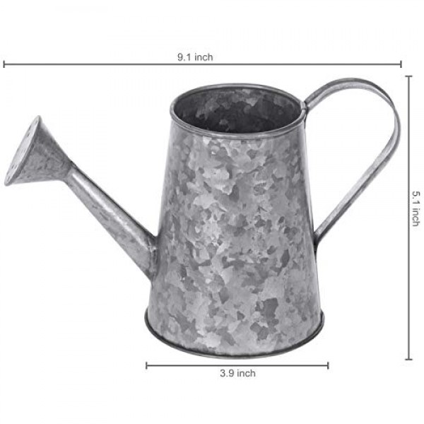 MyGift Small Vintage Galvanized Metal Decorative Watering Can Vase