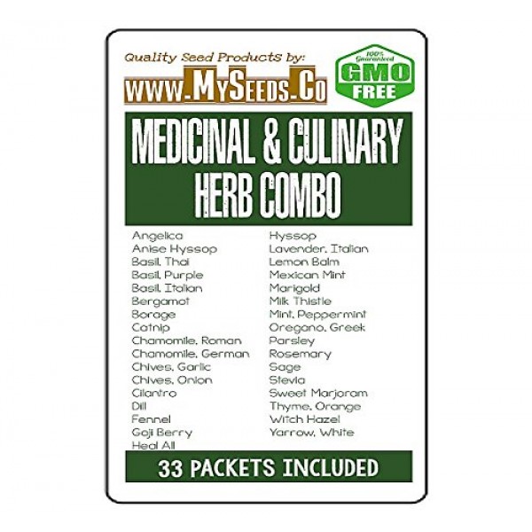 32 x Medicinal & Culinary Herbs Seeds Combo Kit- from Angelica to ...