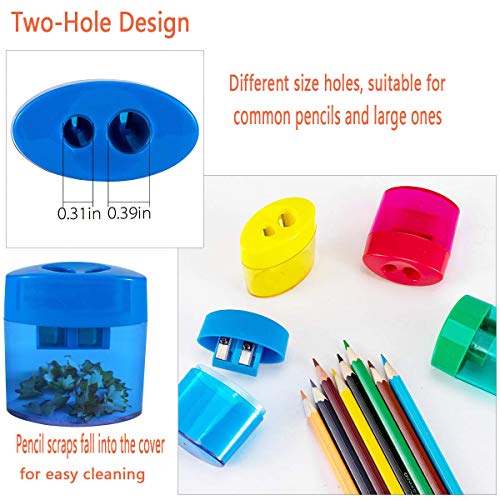 16 Pcs Double Hole Oval Shaped Pencil Sharpener, Manual Pencil Sha...