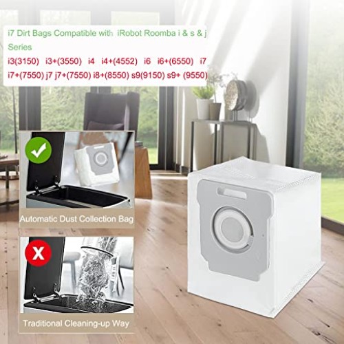 6 Pack Vacuum Bags for iRobot Roomba i & s & j Series i7, i7+, i7P...