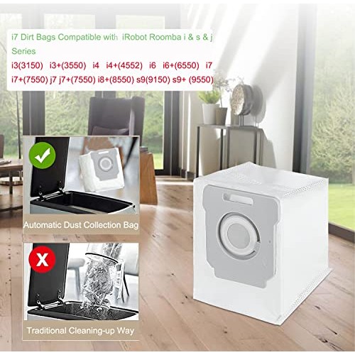 6 Pack Vacuum Bags for iRobot Roomba i & s & j Series i7, i7+, i7P...