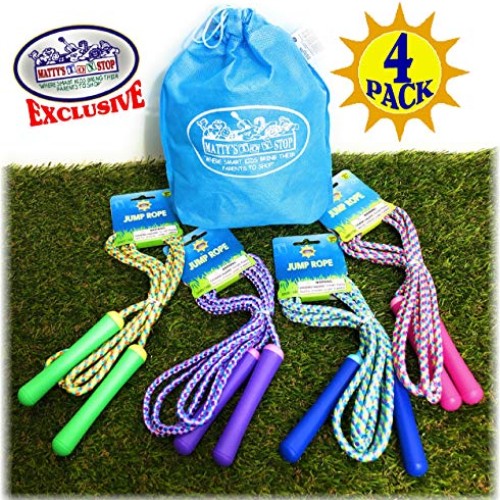 Deluxe Jump Ropes 7-Foot 7 Pink, Green, Purple & Blue Gift Set ...